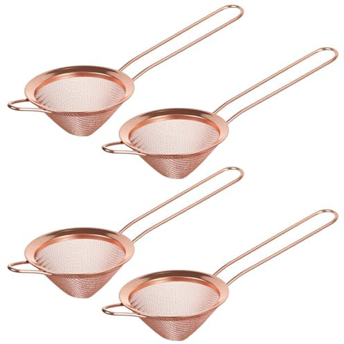 FUNSUEI 4 PCS Fine Mesh Strainer Bar, Colander Stainless Steel Mesh, Cocktail Strainer Sieve Bar for Loose Tea, Coffee, Juice, Sugar, Spice