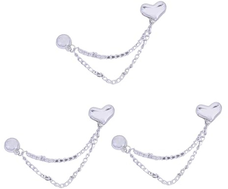 3 clip per abbigliamento con catenella, fiocchi dolci, fibbie, spille rimovibili, clip per pantaloni a forma di cuore