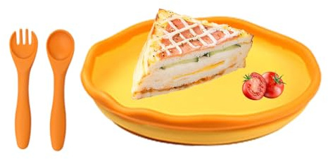 GkgWuxf Juego De Alimentación Para Bebés De Silicona | Set De Destete Con Antideslizante | Vajilla Infantil Y Segura De Alimenticio - Para Entrenamiento De Padres En Casa O Viaje Para