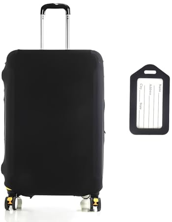 EAVUYIS Elastisch und Einfarbig Kofferhülle mit Kofferanhänger Koffer Abdeckung Schutzhülle Kofferschutzhülle Kofferbezug Luggage Gepäck Cover für 26–28 Zoll