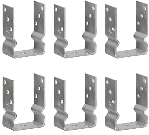 Ziaphsol Juego de 6 soportes para postes, patas en U, acero galvanizado, 10 x 6 x 15 cm, anclaje al suelo para postes de vallas, estaca y montaje de cimientos en el jardín