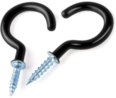 WKTRSM 30 PCS Screw Hooks 2 Inch Cup Hooks, Vinyl Coated Ceiling Hook Heavy Duty Mug Screw in Hooks for Hanging Plants, Cups, Utensils, Lights and Stuff Great for Indoor & Outdoor Use