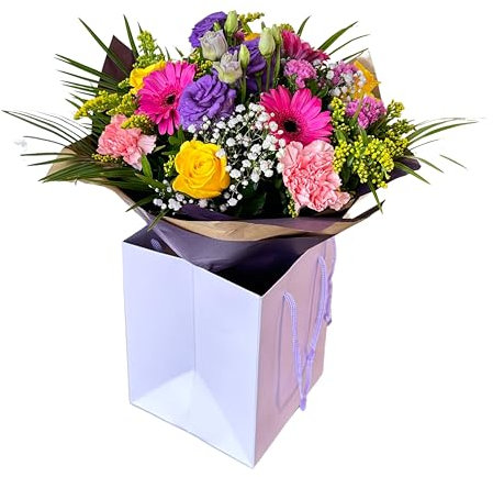 Moonlight Fresh Flowers summer Bouquet - Floral Arrangement gifting, Cerise Gerbera, Lisianthus, Roses, Carnations, Birthday Celebrations, Thank You, Anniversary, Ester, Occasions Delivery