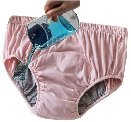 Ropa Interior De Algodón Para Incontinencia Bragas Para Mujeres Mayores Bragas De Control A Prueba De Fugas Pañales De Tela Absorbentes Reutilizables (Color : Apricot, Size : L)