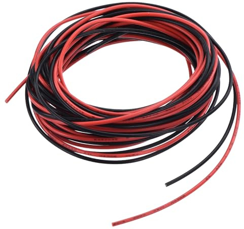 QUARKZMAN 24 Calibre Cable de Conexión Flexible de PVC 3 metros 24AWG Alambre Eléctrico Flexible UL1007 de Cobre Estañado Trenzado En Negro Y Rojo de 1.5mm Diámetro