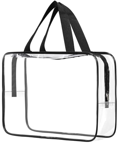 Yixinhe Clear Wash Bag for Toiletries, Large Clear Travel Toiletries Bag Thickened PVC Waterproof Makeup Bags with Handles Travel Wash Bag with Zippers for Women Girls Men