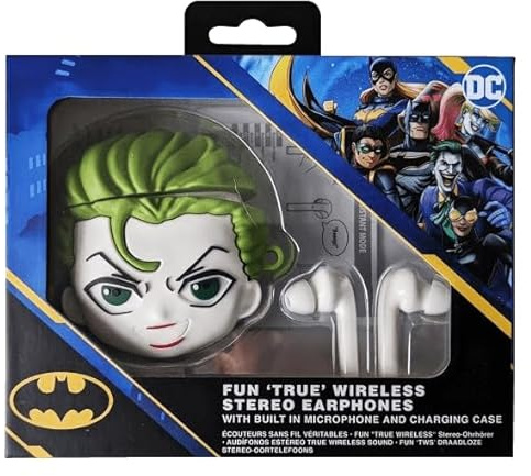 WONDEE Batman Regali, Cuffie Wireless Bluetooth con Custodia di Joker, Auricolari Bluetoth con Assistente Google e Controllo Touch - Regalo Batman e Joker per bambini, adolescenti e adulti