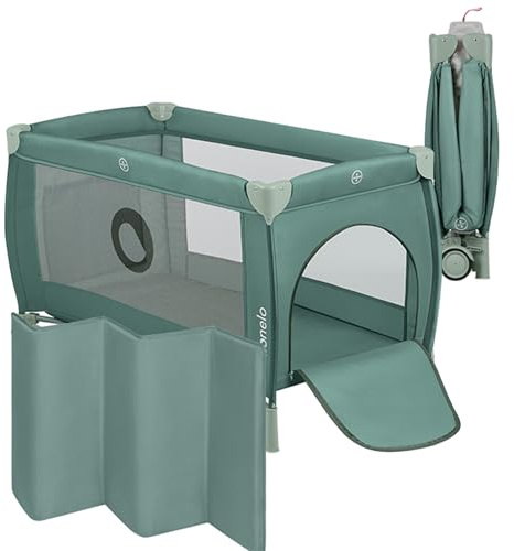 Lionelo Stefi Plus Reisebett bis 15 kg Babybett Kinderreisebett mit Matratze Seitlicher Eingang mit Reißverschluss Hochwertige Schaumstoffmatratze