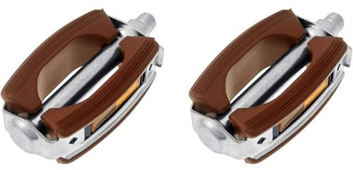 Pedales para Bicicleta Clasica Retro Vintage con Bloque de Goma y Rodamientos Color Marron 513445