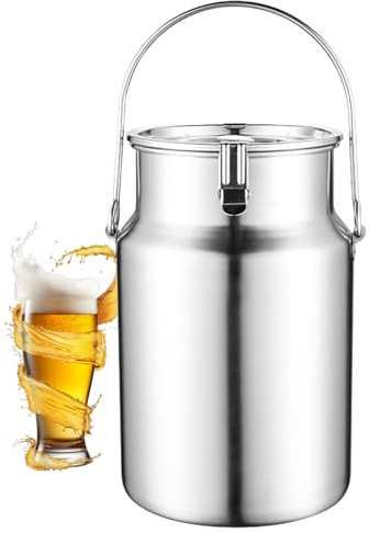 Adima 304 Stainless Steel Milk Can Bucket Milk Churn Pot Farm Milk Transport Canister with Sealed Lid Heavy Duty Milk Jug for Liquid Storage and Transport,5L