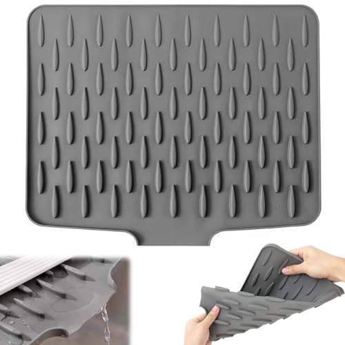 Maslasee Large Silicone Sink Drainer,draining Board mats Dish Drying Mat for Kitchen Sink Duty Non Slip Draining Board Mat Heat Resistant Sink Mat for Kitchen Counter Counter Protector 1Piece