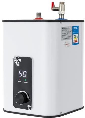 Elektrisk minitank varmvattenberedare 1 500 W underbord vattenvärmare, 8 l digital minivarmvattenberedare 316 värmerör i rostfritt stål, platsbesparande för kök, badrum, husbil för familjer och äldre