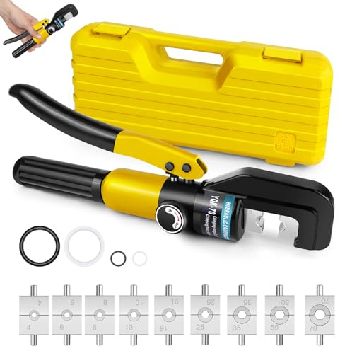 Hydraulic Crimper Wire Battery Cable Lug Terminal Crimping Tool 9 Dies 4-70 mm² 100KN Hydraulic Crimper Set Crimping Tool 9 Dies for Copper Aluminium Cable Lugs