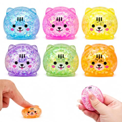 6 Pièces Squeeze Toys, Glitter Sensory Stress Ball