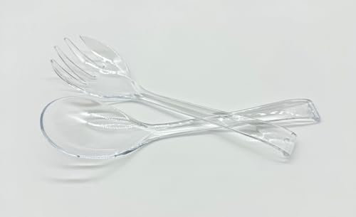 1 Stück Salatbesteck besteht aus Löffel und Gabel, Servierlöffel Salatgabel Salatlöffel, aus Kunststoff, Mehrwegbesteck, Farbe glasklar