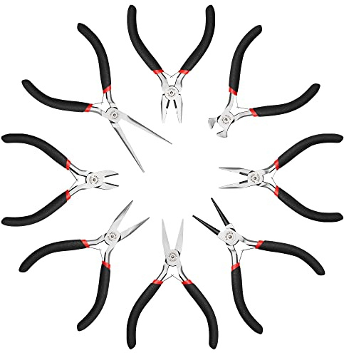 MAXPOWER 8-Pc Mini Pliers Set – Jewelry Making, Wire Wrapping, Crafts & DIY