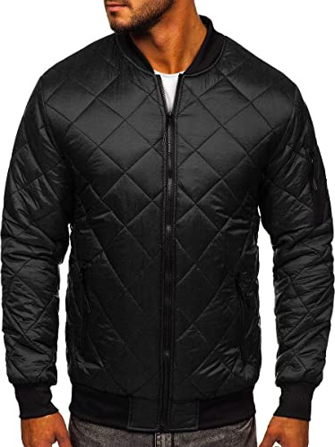 BOLF Uomo Giacca Mezza Stagione Giubbino Bomber Giacca Aviatore Da Baseball Collo Alto Cerniera Sportiva Outdoor Quotidiana Stile Casual MY-01 Nero M [4D4]