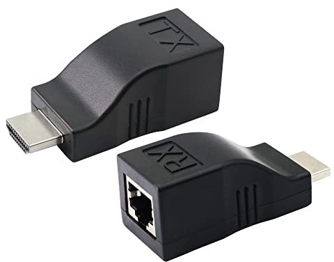 PNGKNYOCN HDMI to RJ45 Adapter 1080p HDMI to Ethernet Network Cable Extender Converter by CAT6 Cable