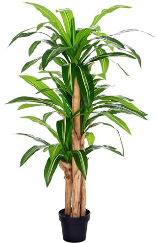 Outsunny Dracaena Artificial 160 cm con Maceta Planta Artificial con 66 Hojas Musgo Árbol Tropical para Decoración Jardín Balcón Oficina Salón Ø20x160 cm Verde