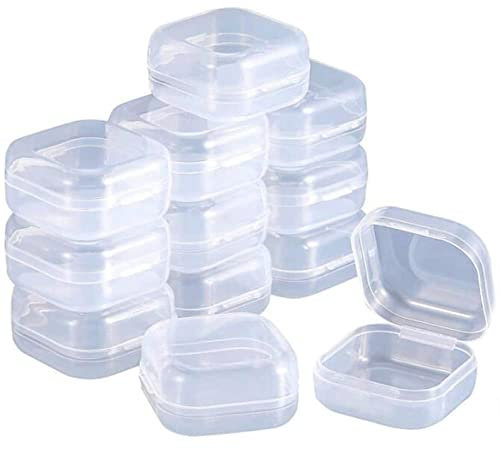 Lanjue 12PCS Small Bead Boxes, Mini Plastic Boxes with Flip Lid Clear Storage Boxes for Collecting Small Items Jewelry Crafts Game Pieces