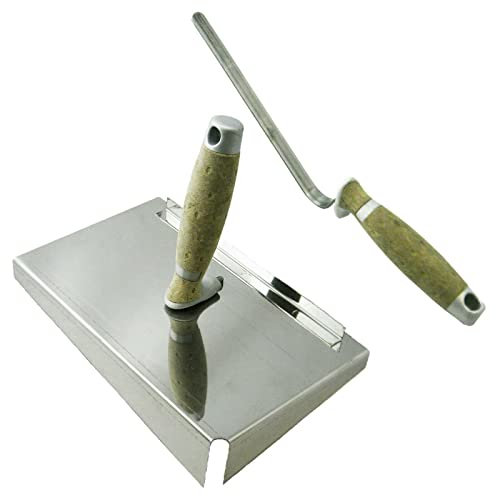 CT04 - Chapa para juntas (acero inoxidable, mango de piel, 245 x 155 x 50 mm, chapa de juntas y paleta de 6 mm)