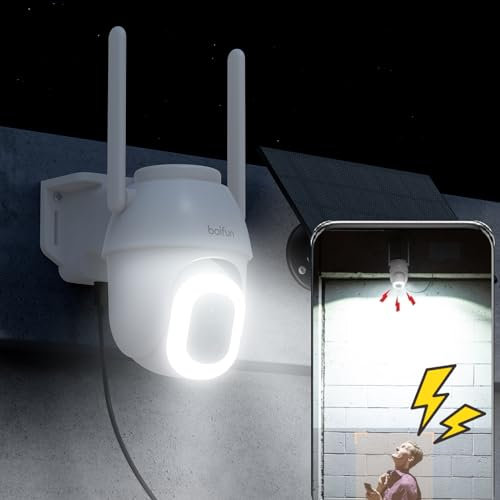BOIFUN 2K/3MP Überwachungskamera Aussen Solar - Stabiles WLAN Ver,Ohne ABO, HD-Farbnachtsicht, 100% Kabellos, 360 Grad Drehbar, Zwei-Wege-Audio,Intelligente Bewegungserkennung, Alarmanlage,IP65