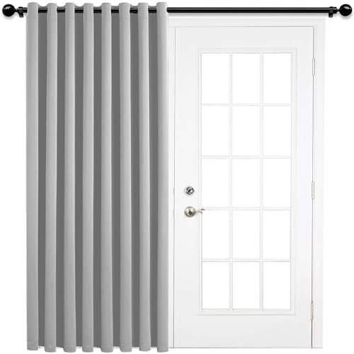 AMEHA Eyelet Blackout Curtains 66X84 Inch Super Soft Thermal Insulated Black Out Light Grey Curtains for Living Room Darkening Window Treatment 1 Panel with Tieback