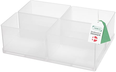 Raaco Boîte d'Insertion 80 4xBA7-1, Plateau avec 4 Compartiments, Boîte de Tri Transparente pour Mallette à Outils, Boîtes de Rangement, Rangement Visserie, Facile à Nettoyer, 16 x 22 x 6,9 cm