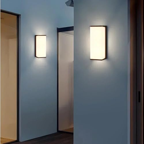 Partenopea® Applique lampada a LED Lampada da parete per muro esterno plafoniera balcone giardino androni impermeabile IP65 da 10W (Nero, Luce Bianca fredda 6500K)