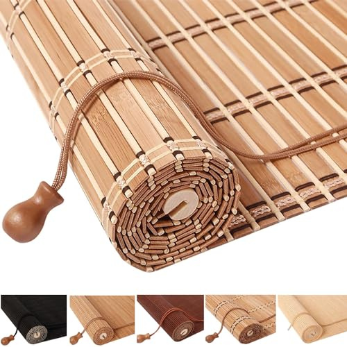 Benutzerdefinierte Bambusrollo,Bambus Rollo,Natur Bambusrollo,Jalousien Raffrollo Aussenbereich Wetterfest Sichtschutz Sonnenschutz Anti-UV für Terrasse/Garten/Balkon/Küche