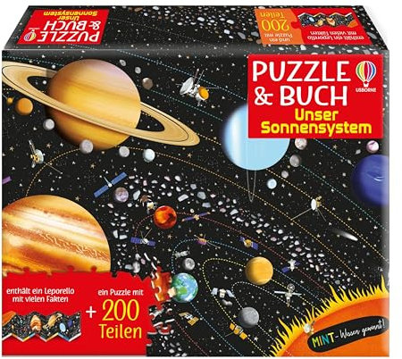 MINT - Wissen gewinnt! Puzzle & Buch: Unser Sonnensystem: Spannende Fakten zu unserer Erde und ihren benachbarten Planeten - Leporello und 200-teiliges Puzzle - ab 7 Jahre