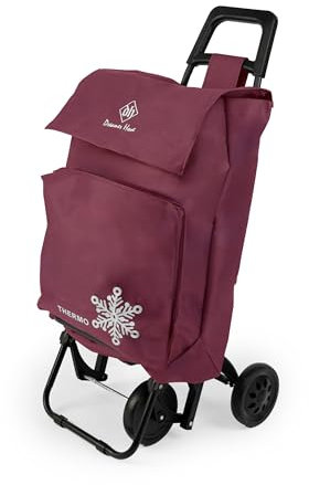 BESCH Carrito de Compra Plegable Bolsa Térmica Impermeable con 4 Ruedas - Carro del Mercado Capacidad 44 litros para Alimentos 90x45x40cm Rojo