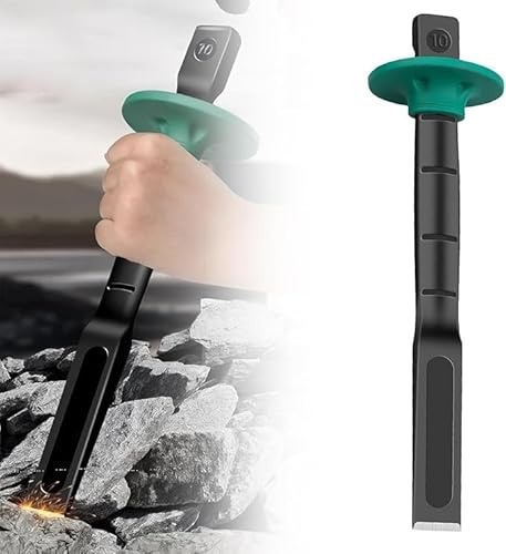 Heavy Duty Flat Chisel And Hand Guard, Heavy Duty Steel Flattened Tool Rust Resistant & Reliable Chisel, Cement Masonry Chisel, Tile Chisel Concrete Chisel for Metal & Woodworking (10 in)