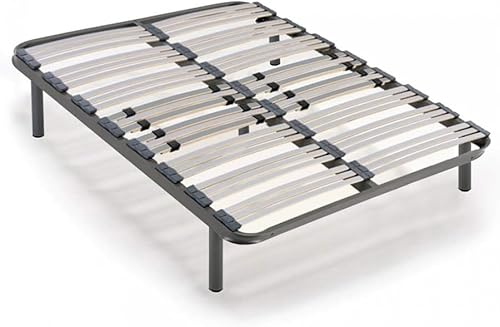 HOGAR24 ES - Somier Multiláminas con Reguladores Lumbares y Tacos Basculantes, 5 Patas Incluidas. Medida 135x190 cm