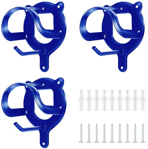 Dunzy 3 Counts Horse Bridle Rack Bracket Bridle Hooks Tack Storage Halter Hanger Metal Holder with Tubes and Screw for Horse Barn Supplies (Sapphire Blue)
