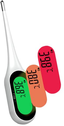 Thermomètre Numérique, Thermomètre avec Pointe de Mesure Flexible pour Mesure Orale, Rectale et Axillaire, Thermometre Digital avec Alarme de Fièvre pour Bébés, Enfants et Adultes