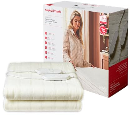 Morphy Richards EverCosy Electric Under Blanket, Super King, 200x152cm, For Back Pain and Cold Nights, 9 Heat Settings, 9hr Timer, BEAB Approved, 1p/hr Cost, 600123, Cream