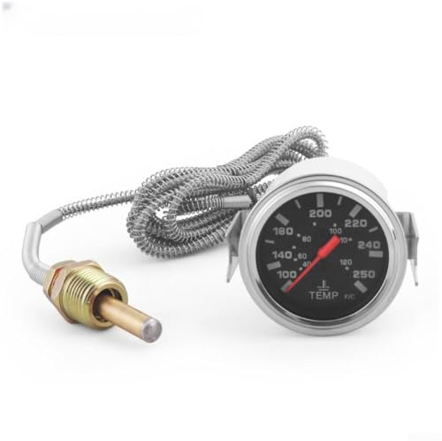 2“ 52mm Auto Wassertemperaturanzeige, 12V Mechanische Wassertemperatur mit Sensor 1/2 NPT, Messgerät 40~130℃ /130~265℉,1,8 m Kabel, mit LED-Hintergrundbeleuchtung für die Meisten Autos