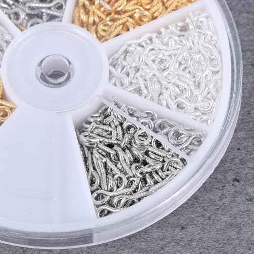 INOOMP Juego de Tornillos de Ojo de Oveja, Gancho Roscado Multiusos, Tornillos de Hierro Enchapado, Colores Variados, Tamaños Mixtos, 900 Piezas en Caja para Color