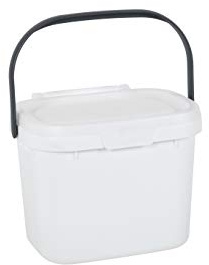 Addis 518252 Everyday Kitchen Food Waste Compost Caddy Bin, 4.5 Litre, White/Metallic Sliver, Silver, 4.5ltr