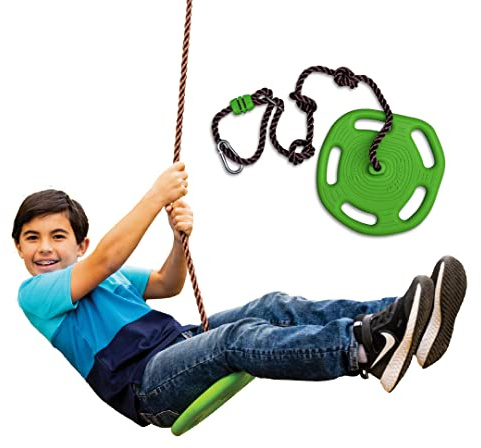 Swurfer Disco Tree Swing - Swing Sets for Backyard, Outdoor Swings, Swingset Outdoor for Kids, Easy Installation, Heavy Duty, Adjustable Climbing Rope, Weather Resistant, Up to 150 lbs