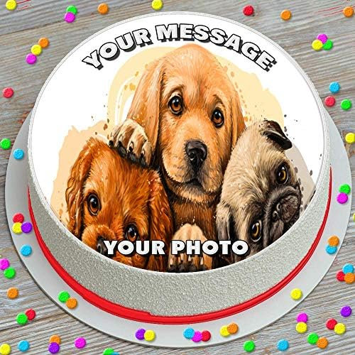 Your OWN Photo Image With Personalised Message 7.5 INCH Pre-Cut Edible Icing Cake Topper Decoration