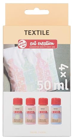 Talens Art Creation Textilfarbe, Set dauerhafte Stoffmalfarbe | 4 Pastellfarben für T-Shirts, Schuhe, Kleidung, DIY, Upcycling