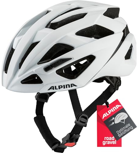 Alpina VALPAROLA - Stoßabsorbierender, Optimal Klimatisierter & Leichter Fahrradhelm Mit Antibakteriellen Polstern Für Erwachsene, White matt, 51-56 cm