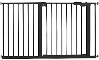BabyDan Premier, Extra breit Ohne bohren Treppenschutzgitter, 126-132,2 cm, Babygitter/Sicherheitsgitter, Metall, Schwarz, Hergestellt in Dänemark - (Haustiergitter/Hundegitter)