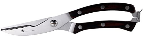 Masterpro by Carlo Cracco - Forbici trinciapollo, acciaio inossidabile di altissima qualità, lame seghettate, fermo di sicurezza, impugnatura in Pakkawood ergonomica e sicura