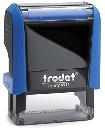 Trodat Printy 4911 - Gehäusefarbe himmelblau - mit Wunschtext personalisierbarer Text- oder Adressstempel - 38x14 mm - 4 Zeilen