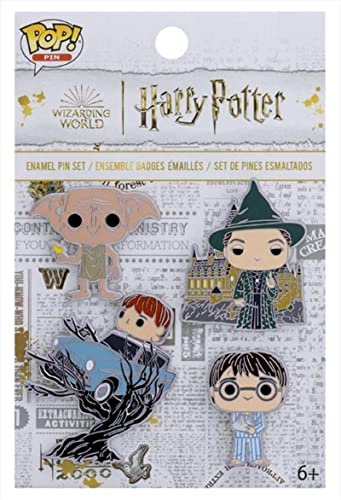 Loungefly POP! 4 Pack PIN SET: HP ANNIVERSARY - Harry Potter - Probabilità Di 1/6 Per La Variante Chase AMBER OF SECRETS - Harry Potter Spille Smaltate - Spilla Da Collezione Carina - Per Gli Zaini