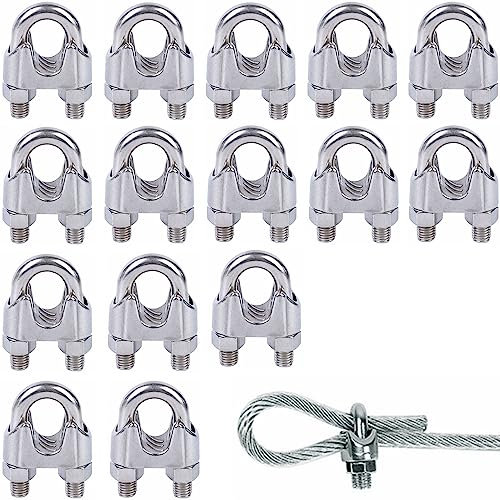 Kiwochy 15Stk Drahtseilklemme M3 Edelstahl Drahtseil Clip Edelstahl Klemme M3 Seilklemme Edelstahl 304 Bügelklemmen Seilklemme für Stahlseil Stahlkabel Stahldraht Wäscheleine Markise Fixiert 3mm