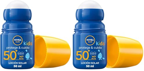 NIVEA SUN Protege & Cuida Kids - Roll-On FP50+ - Protector Solar Infantil - Protección UVA/UVB Muy Alta - Resistente al Agua - Aplicación Fácil - Para Niños desde 3 años - Piel Delicada - 50 ml